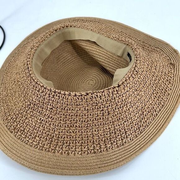 J. Crew Women's Straw Woven Textured Floppy‎ Sun Shade Hat Tan Size Medium - Picture 6 of 8